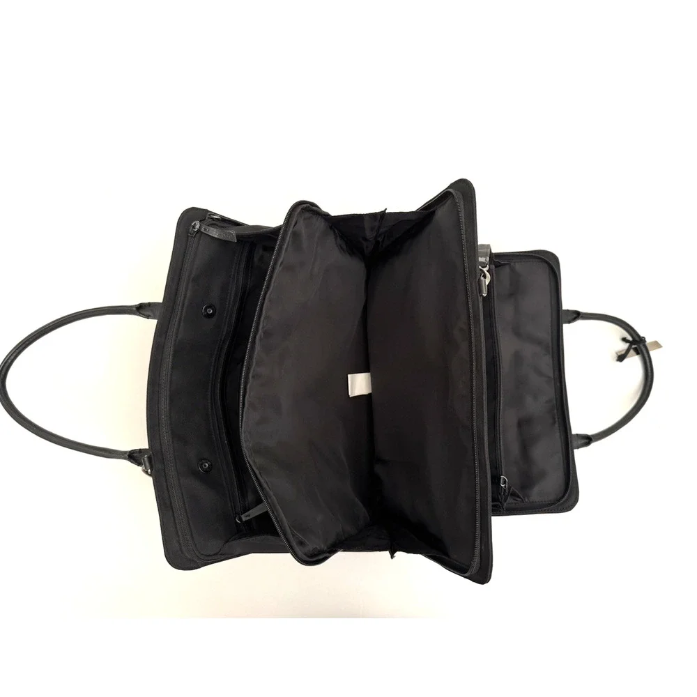 Francesco Biasia Work Tote Bag Black Nylon Leather-Trim Office Laptop Organizer